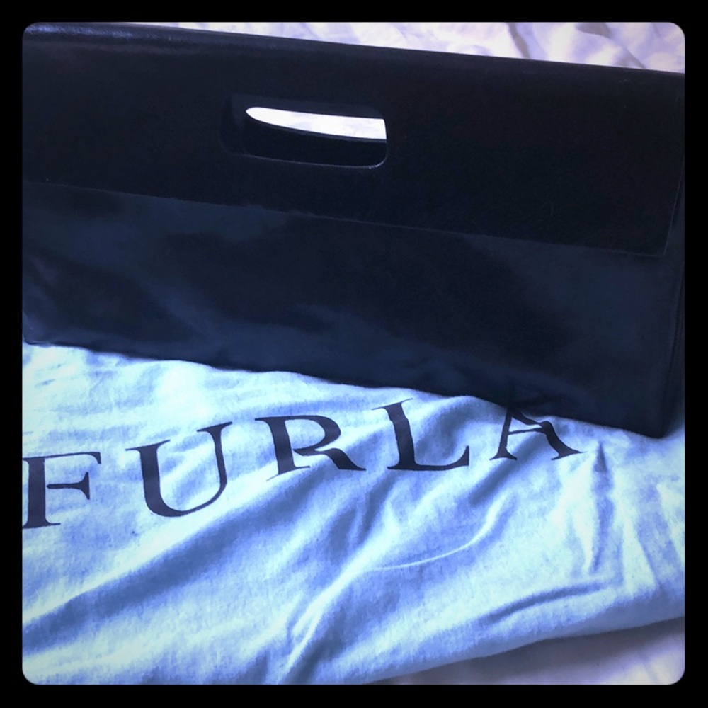 Furla leather clutch with finger slot